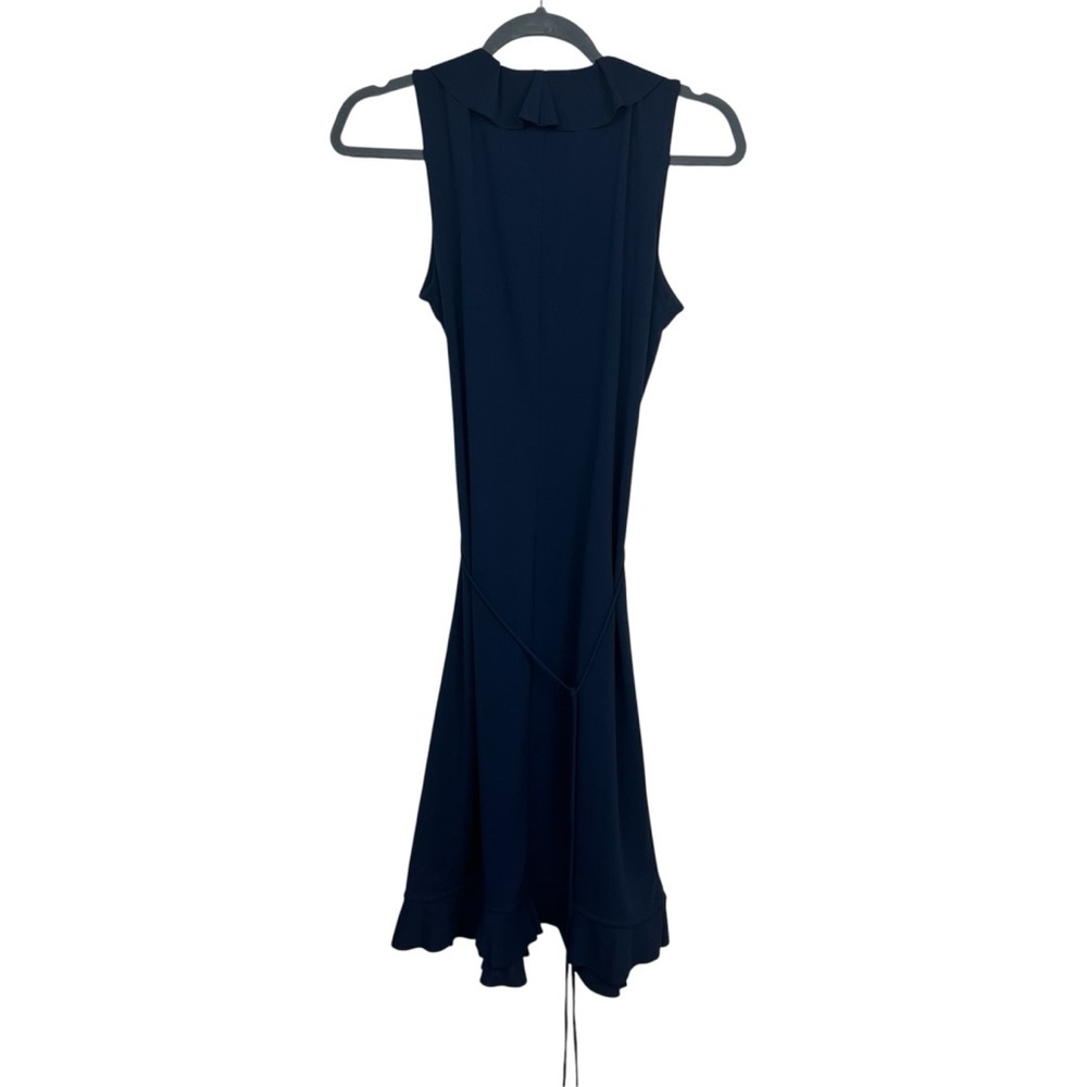 J Crew Sleeveless Ruffle Wrap Dress Women’s XS Navy Blue Party Cocktail Preppy - Picture 3 of 6